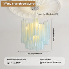 Tiered Glass Rod Chandelier with Chrome Finish and Frosted Tubes