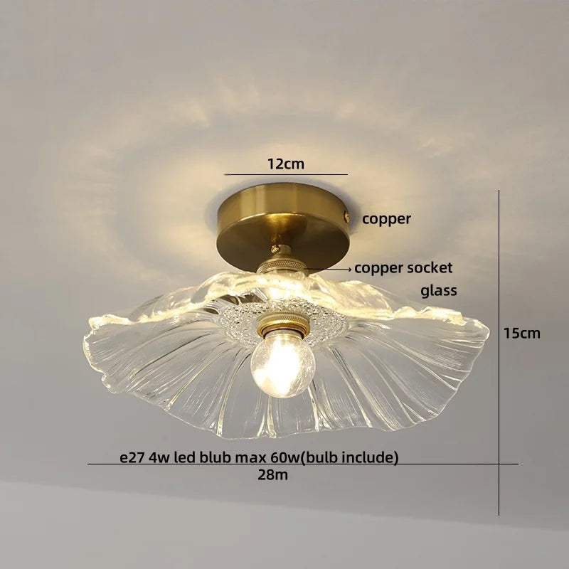 Ceiling light fixture with measurements and component labels on a neutral background