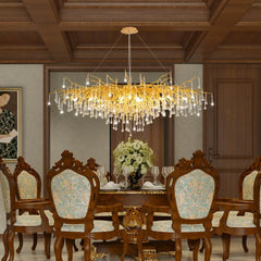 Modern Branch Crystal Chandelier with Teardrop Accents