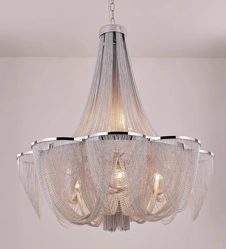 Chandelier with mesh design on a plain background