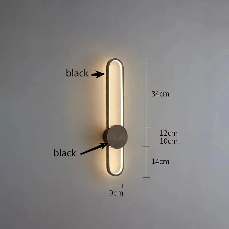 Wall-mounted light fixture with dimensions labeled on a gray background