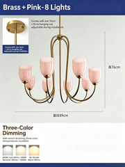 Brushed Gold Tulip Glass Chandelier Pendant Light