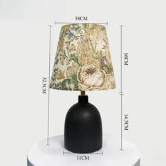 Ceramic Rose Bud Table Lamp, Frosted Bell Shade, Gold Metal Accent
