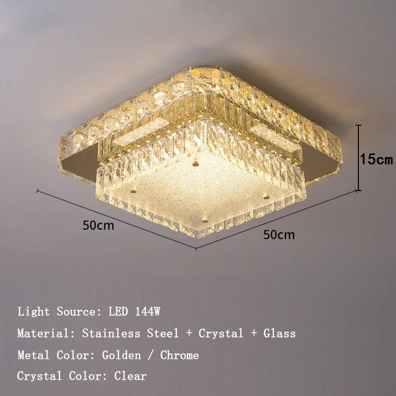 Ceiling light fixture with dimensions and material details on a gray background