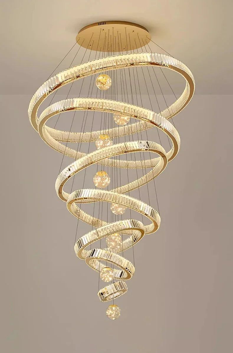 Chandelier with spiral design on a neutral background