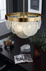 Gold Glass Disc Chandelier Hanging Pendant Light