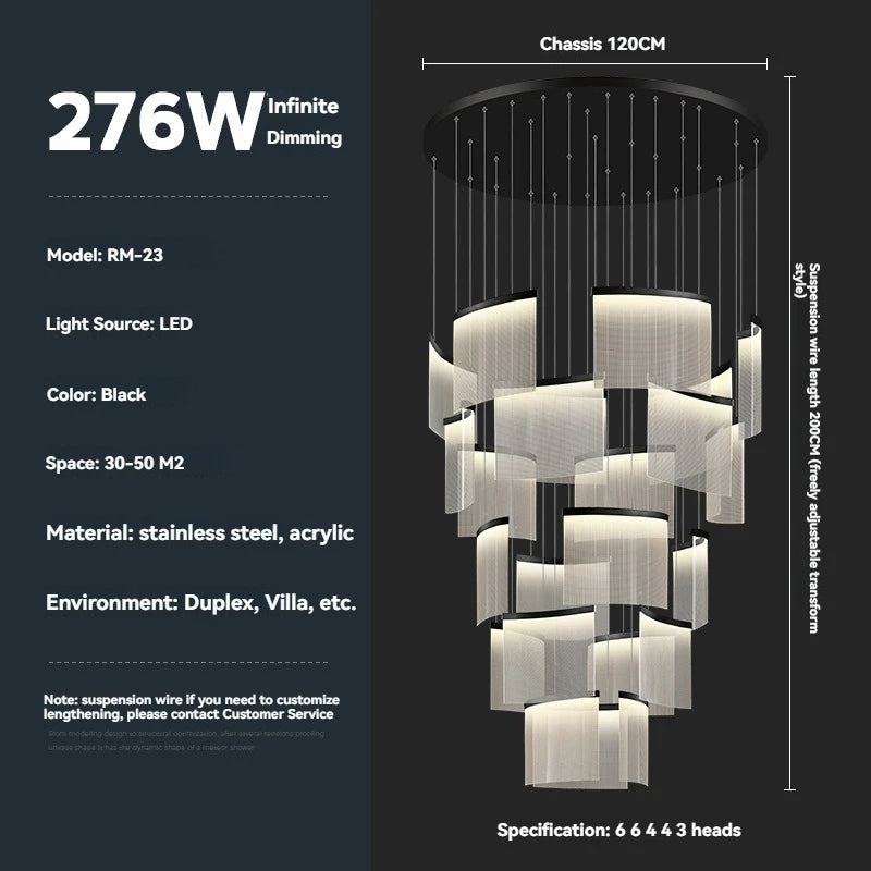 Chandelier with specifications on a dark background