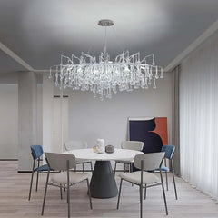 Modern Branch Crystal Chandelier with Teardrop Accents