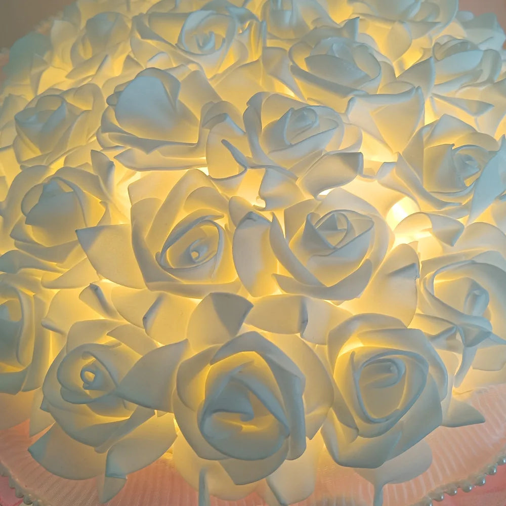 LED light-up rose flower wall panel with glowing effect