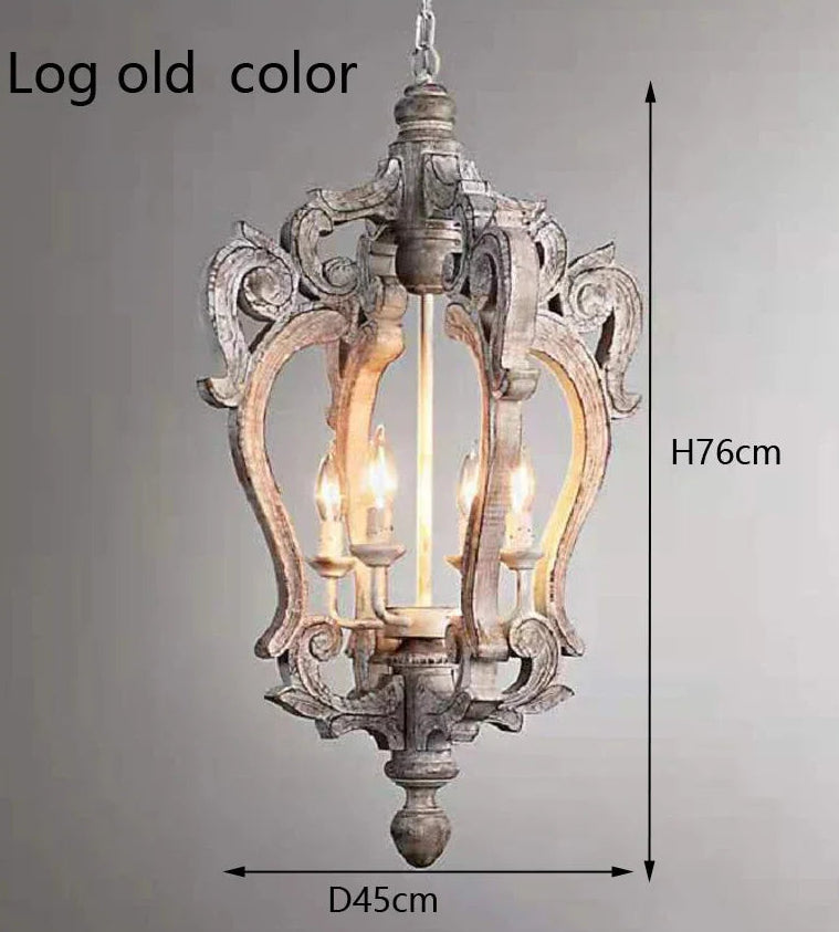 Decorative pendant light with dimensions on a gray background