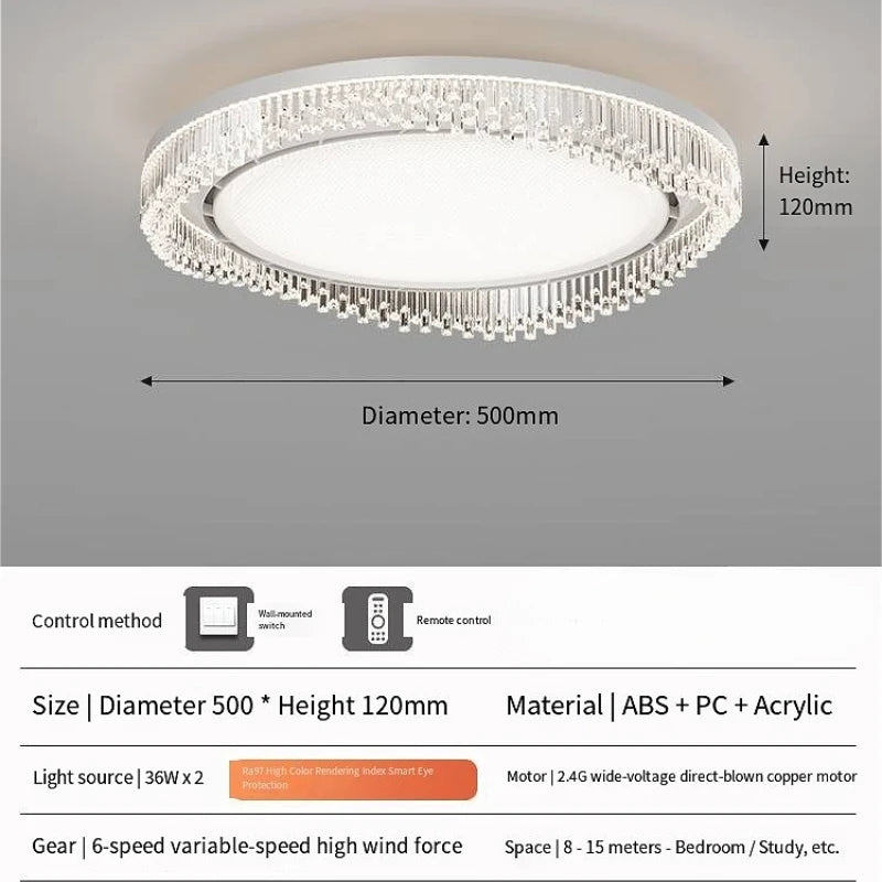 Ceiling light fixture with dimensions and features on a gray background