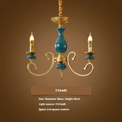Gold Candelabra Ceramic Accents Chandelier Light