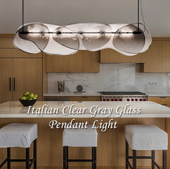 Italian Clear Gray Glass Pendant Light in a modern kitchen setting
