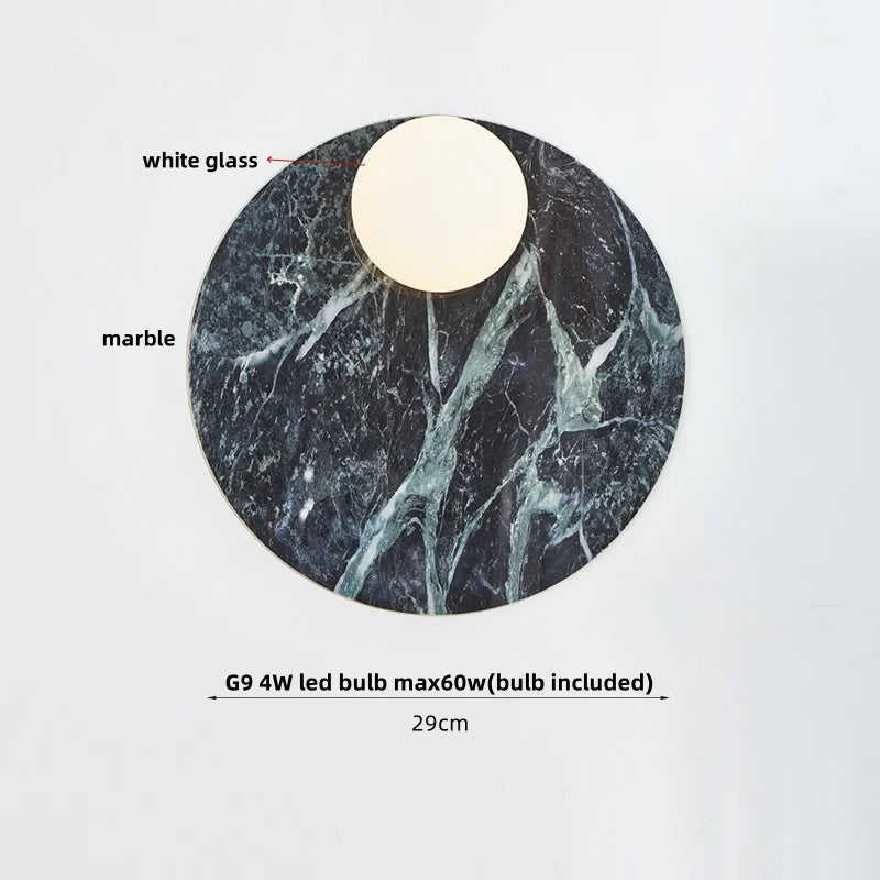 Marble-patterned light fixture with white glass cover on a gray background