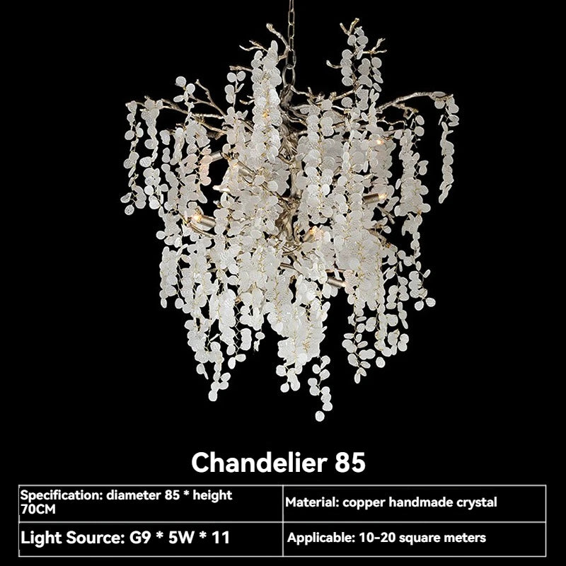 Chandelier with crystal details on a black background
