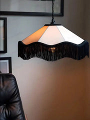 Fabric Fringe Pendant Light White Black Art Deco Style