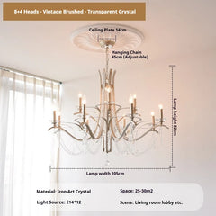 Brushed Gold Tiered Crystal Chandelier with Cascading Drops