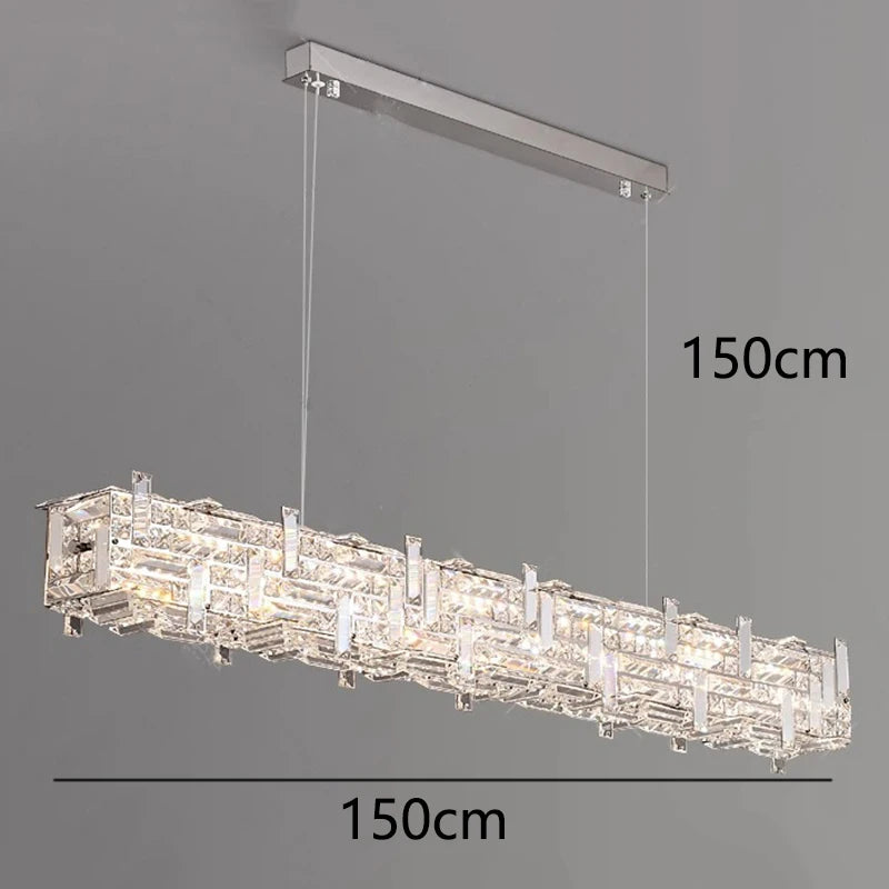 Crystal chandelier with dimensions on a gray background
