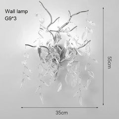 Crystal Branch Chandelier Gold and Silver Leaf Crystal Pendant Light