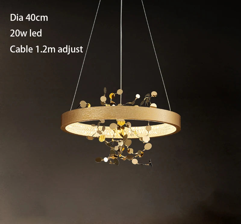 Chandelier with specifications on a dark background