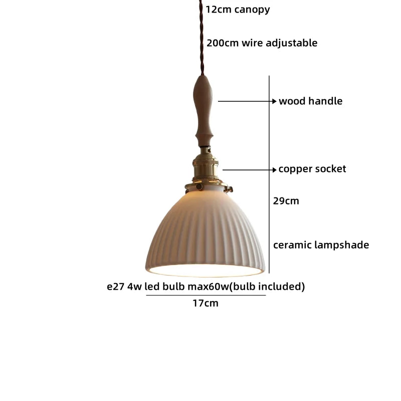 Pendant light with labeled parts on a white background