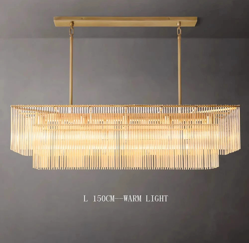 Chandelier with warm light on a gray background