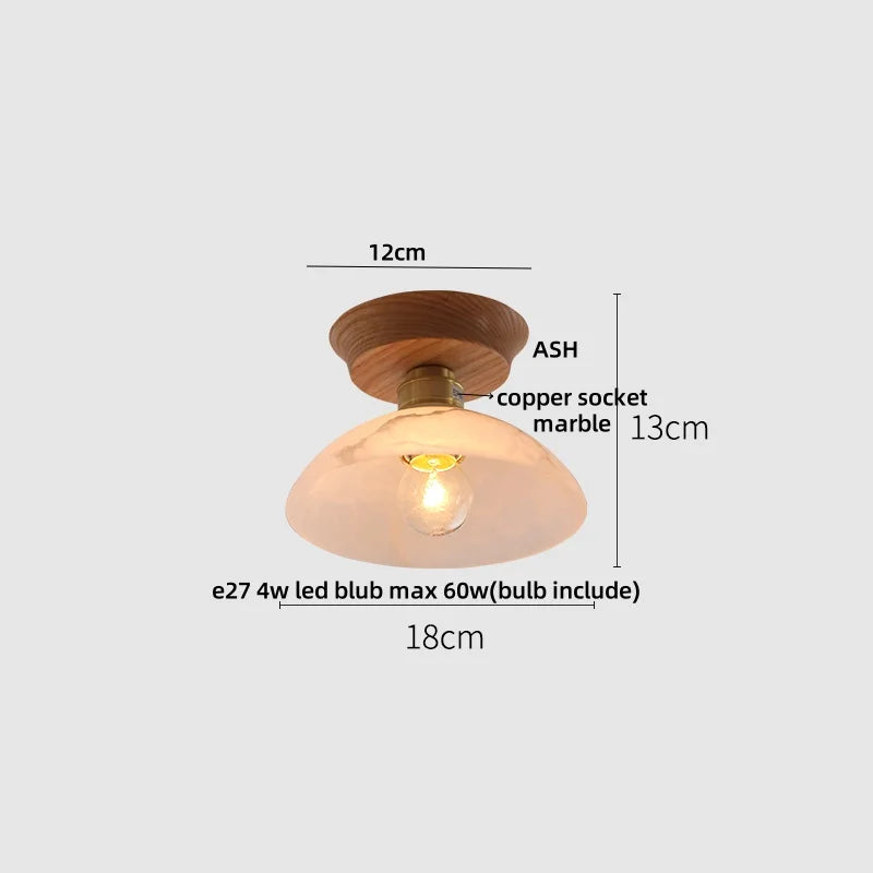 Ceiling light fixture with dimensions labeled on a white background