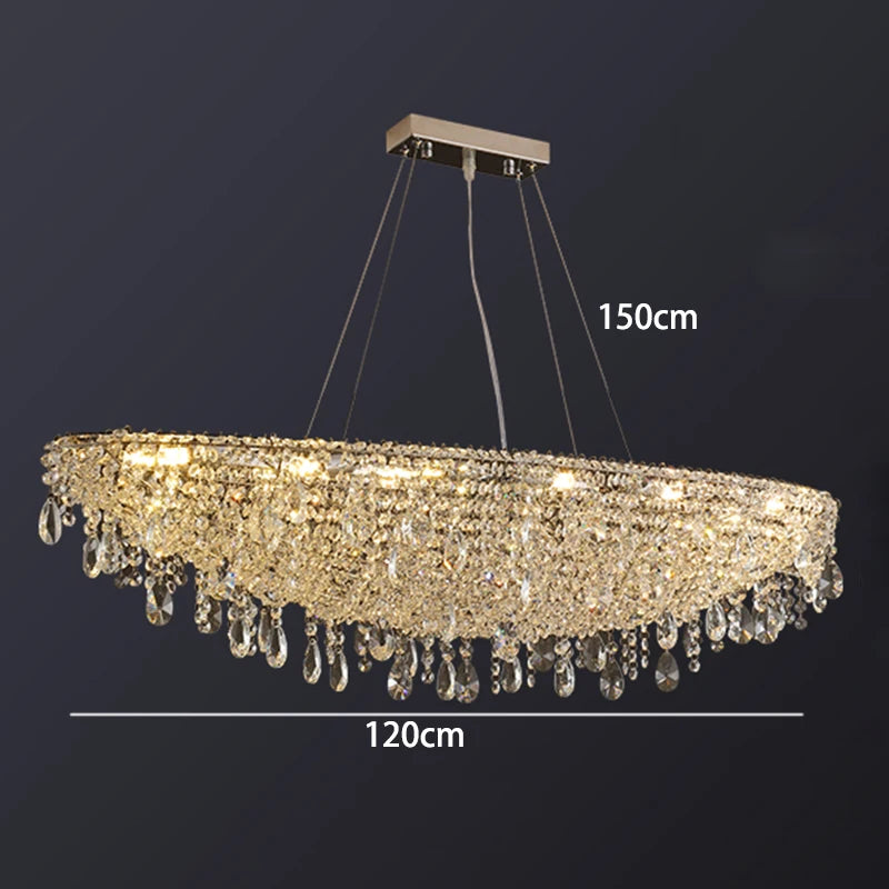 Chandelier with dimensions on a dark background