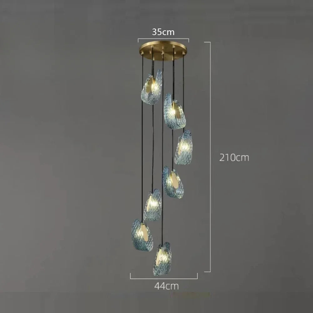 Chandelier with dimensions on a dark background