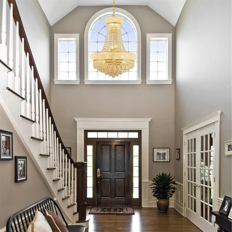 Staircase with a chandelier in a home interior