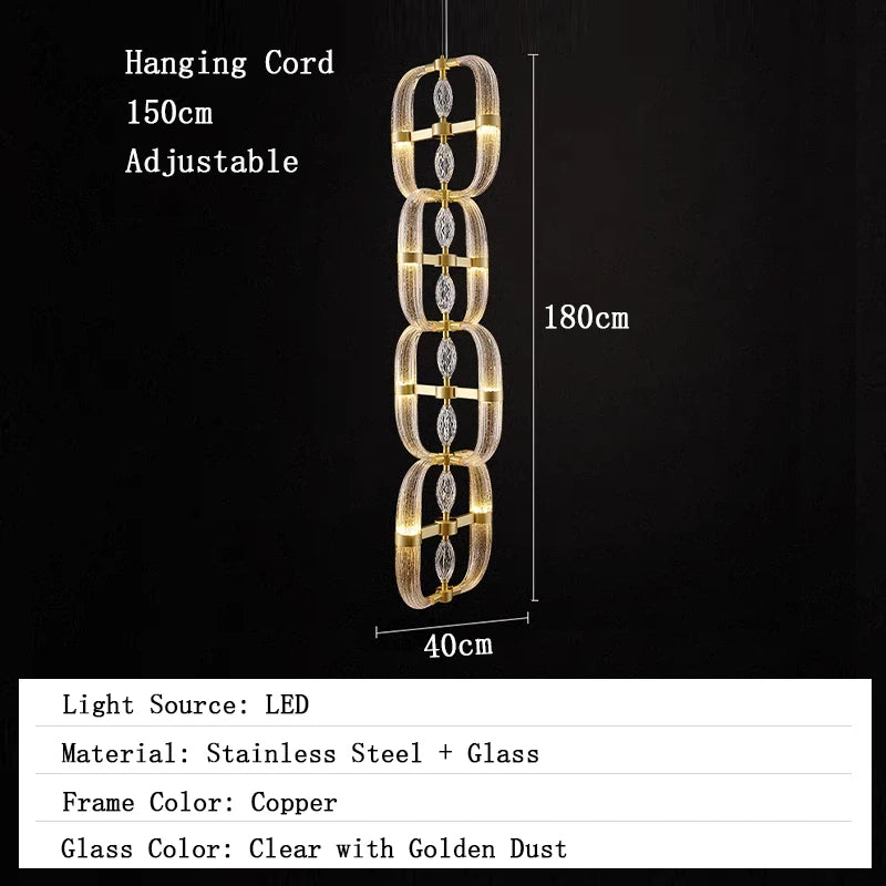 Chandelier with dimensions and specifications on a black background