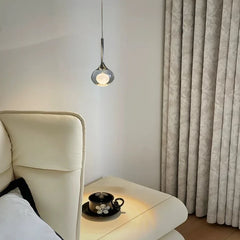 Glass Globe Pendant Light with Textured Moon Detail
