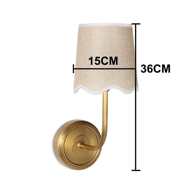 Wall lamp with dimensions indicated on a white background
