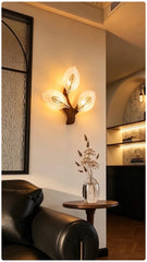 Gold Metal Leaf Wall Sconce with Frosted Glass Bell Shade Lighting