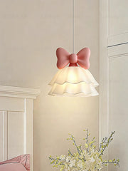 Pink Bow Tiered Chandelier Light for Children's Rooms