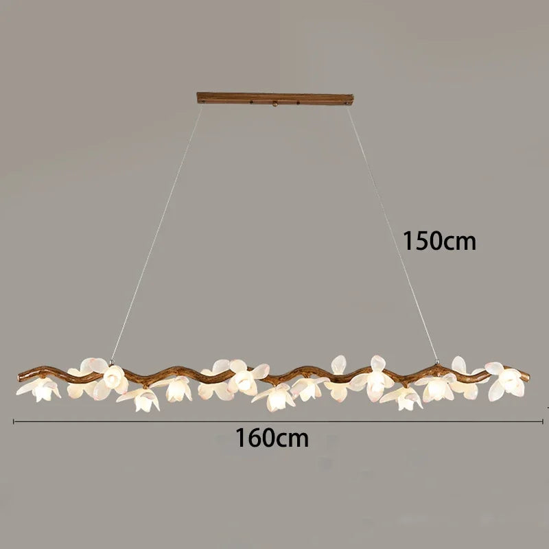 Chandelier with measurements on a gray background