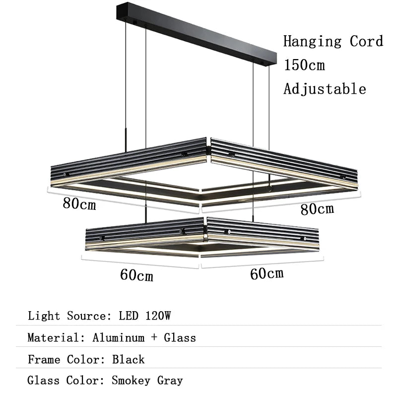 Chandelier with dimensions and specifications on a white background