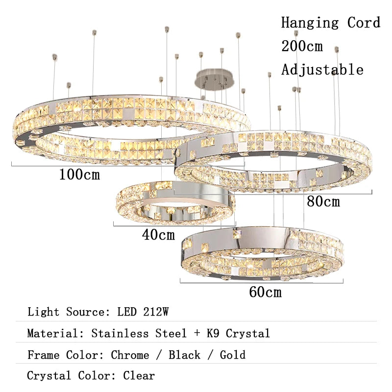 Chandelier with dimensions and specifications on a white background