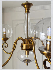 Gold Swirl Globe Pendant Light with Pink Glass Shades