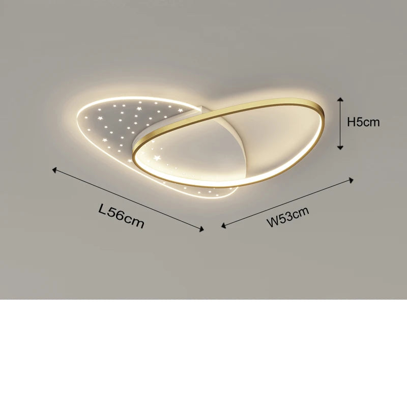 Ceiling light fixture with dimensions and power rating on a gray background