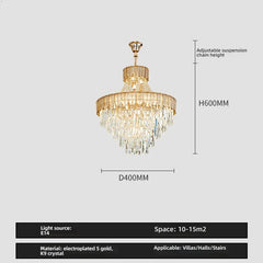 Gold Tiered Crystal Cascading Pendant Light with Blue Accents