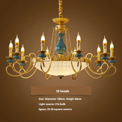 Gold Candelabra Ceramic Accents Chandelier Light