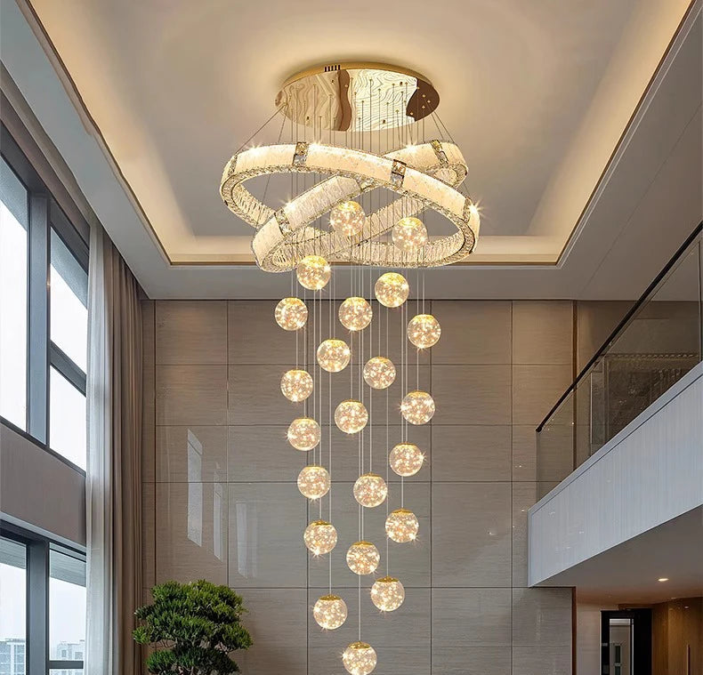 Luxury chandelier in a modern living room.