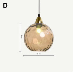 Textured Glass Globe Pendant Light with Gold Finish Metal Frame
