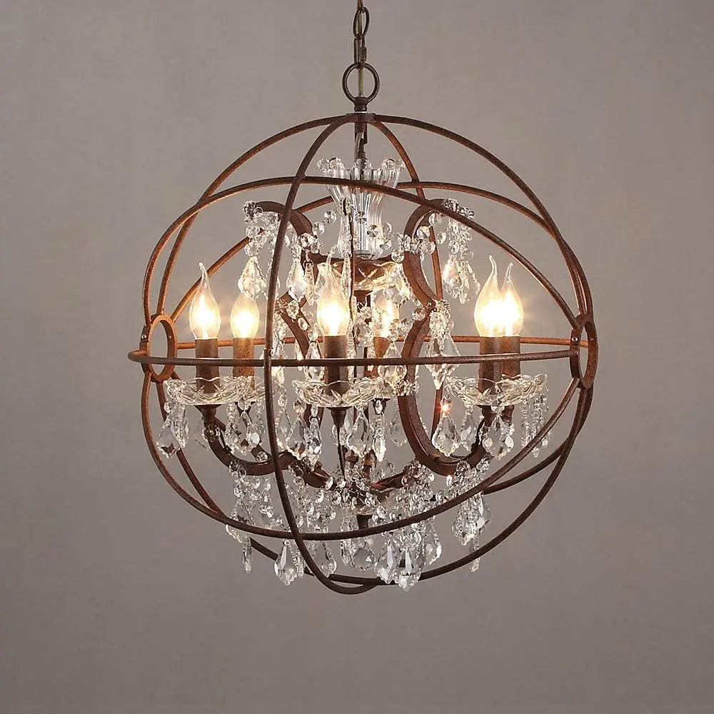 Decorative chandelier with crystal accents on a plain background
