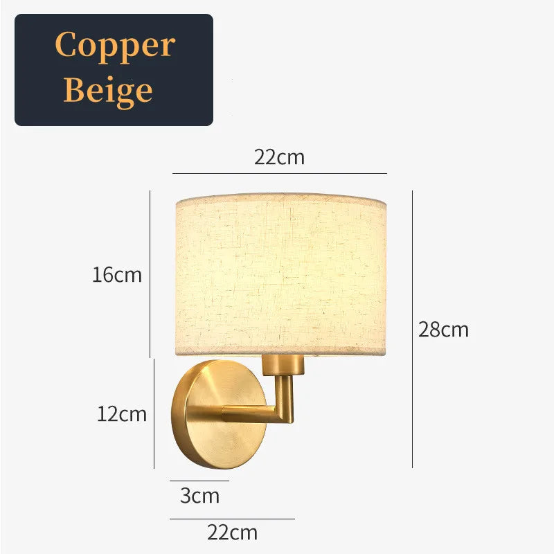 Wall lamp with dimensions labeled on a white background