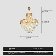 Gold Tiered Crystal Cascading Pendant Light with Blue Accents