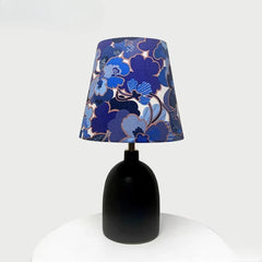 Ceramic Rose Bud Table Lamp, Frosted Bell Shade, Gold Metal Accent