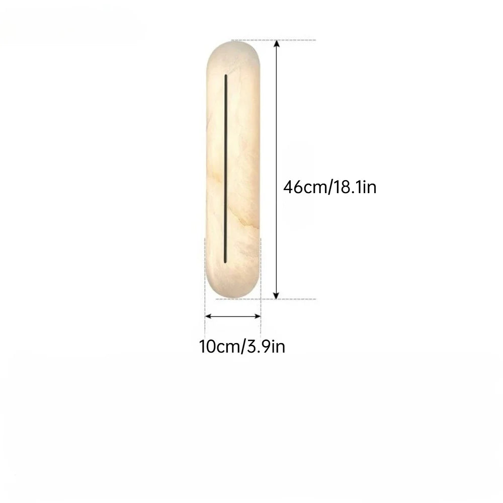 Wall-mounted light fixture with dimensions indicated on a white background