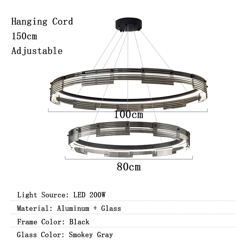 Chandelier with dimensions and specifications on a white background